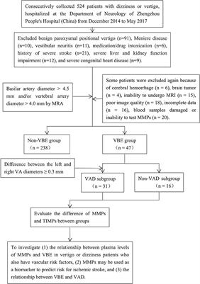 MMP-9, Vertebrobasilar Ectasia and Vertebral Artery Dominance in Vertigo or Dizziness Patients With Vascular Risk Factors